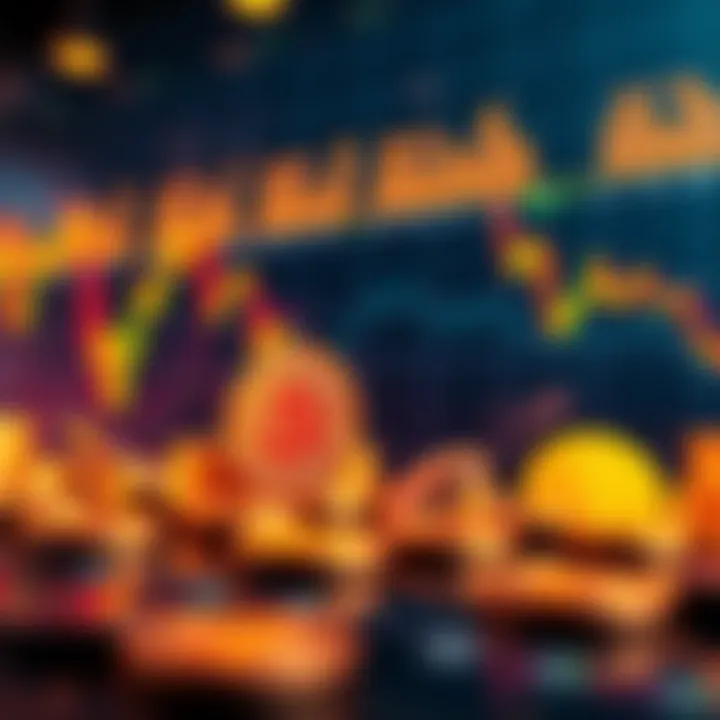 A graphic showing declining cryptocurrency prices with symbols of Bitcoin and Ethereum