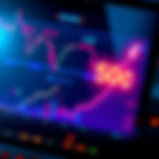 Chart showing the rise in cryptocurrency value aiming towards 50 cents, with investor icons and market trends highlighted.