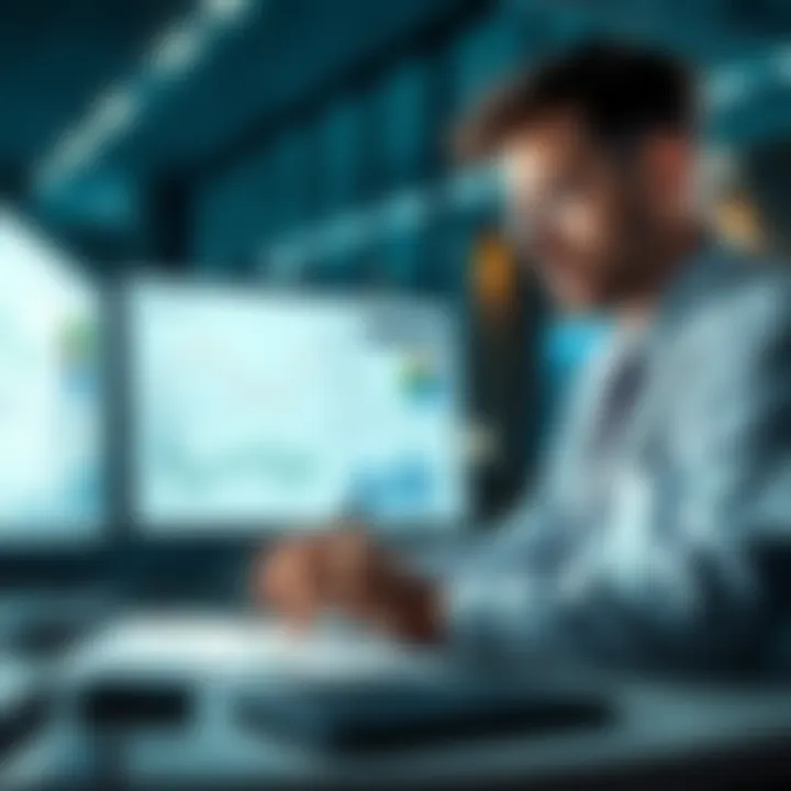 Current Ratio Analysis A financial analyst examines charts showing the current ratio's impact on investments and financial health.