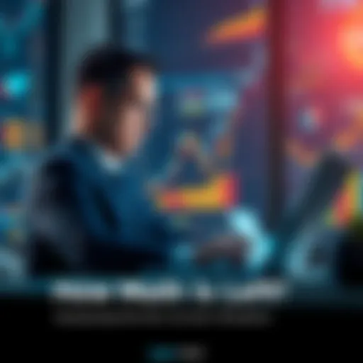 A business professional analyzing data on a laptop with charts and graphs, symbolizing economic stability and technological advancements in 2026.