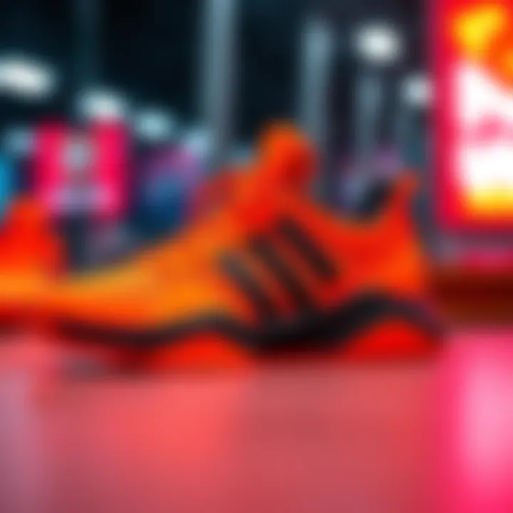Custom lace-up sneakers in bright Predator Orange with an all-black outsole and white stitching displayed on a surface.