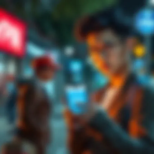 A person looks at their phone, showing a food delivery app with a highlighted PIN number, while a delivery person waits nearby with a concerned expression.