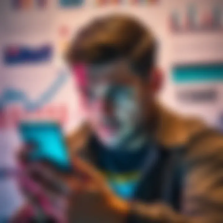 Customer Frustration with Revolut A frustrated person looking at their phone, showing disappointment over a closed bank account, with a blurred background of financial documents, symbolizing confusion and concern.