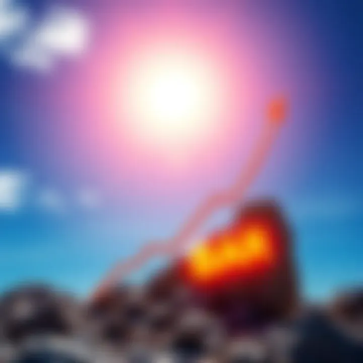 A rising graph symbolizing strong growth for Da Bar (HBAR) with a bright sky in the background.