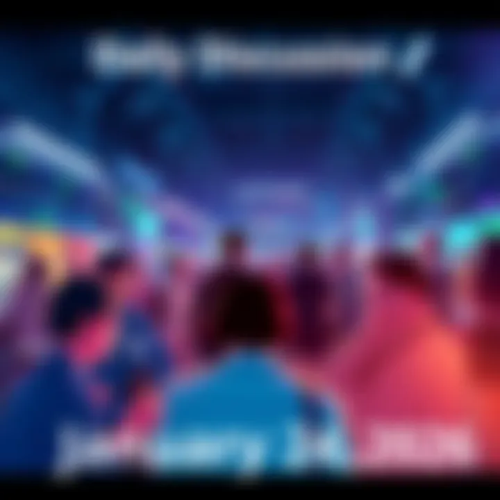 A vibrant graphic showing people chatting and sharing insights about trading and events for January 24, 2026.