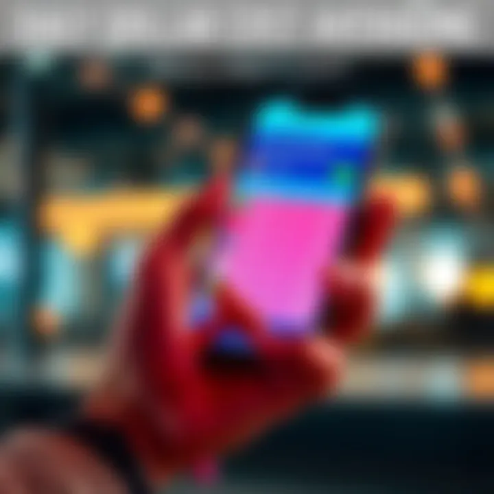 A person using a mobile app to track daily investments with cash. The screen shows dollar signs and investment options.