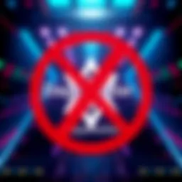 A graphic showing a canceled sign over DappRadar's logo, symbolizing its shutdown