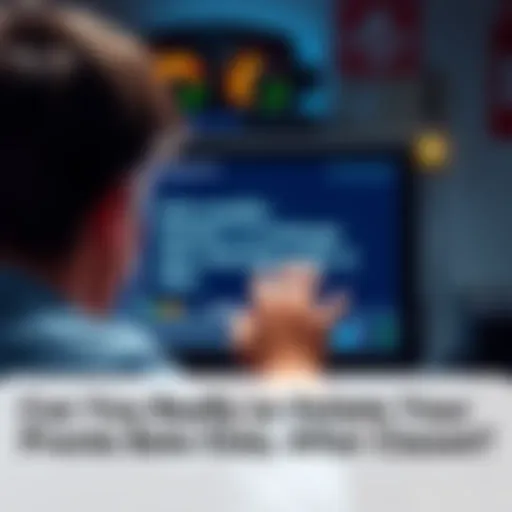 A worried person looking at a computer screen displaying text about data retention policies
