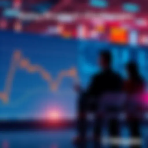 A graph showing declining data payouts with a worried business team discussing strategies, representing challenges in carrier offload projects.