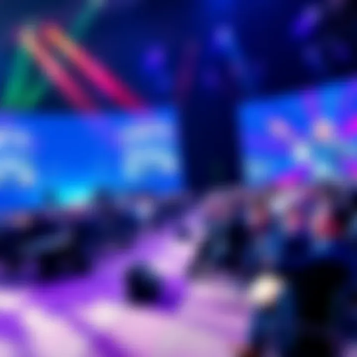 A conference setting with speakers discussing AI, stablecoins, and robotics at Davos 2026.