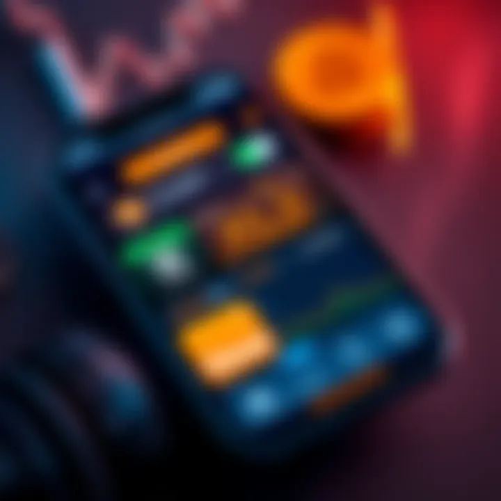 A smartphone displaying various cryptocurrency investment apps with a focus on Dollar-Cost Average, highlighting low fees and market rates.