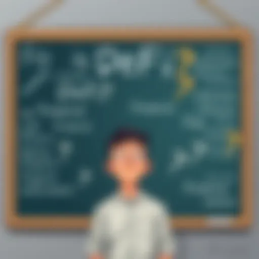 A person with a puzzled expression stands in front of a chalkboard filled with complex finance terms, symbolizing confusion about decentralized finance.