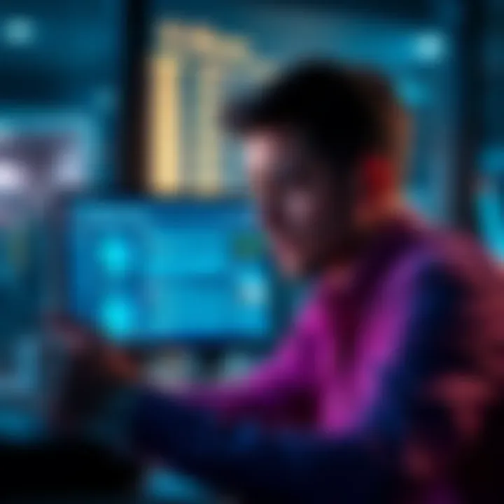 A user looks frustrated while reading a computer screen showing a deleted post about a cryptocurrency labeled as a 'shitcoin.'