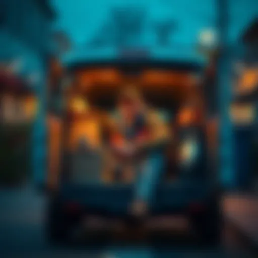 A delivery driver sitting in a van surrounded by eight locks, looking confused and amused, on a street