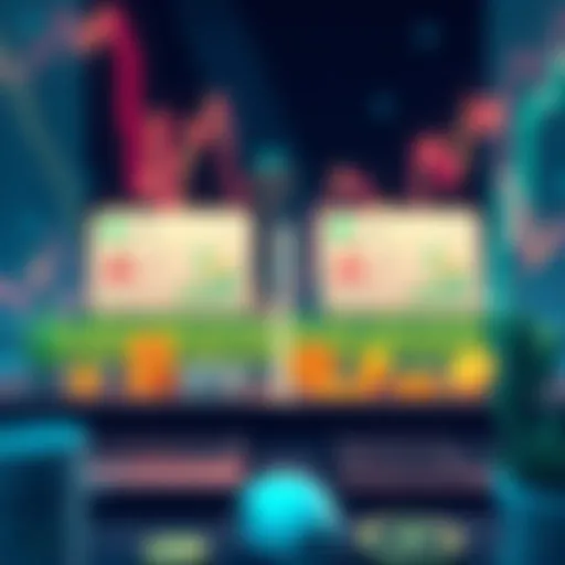 An illustration showing two separate accounts on a decentralized exchange, highlighting delta-neutral strategies for farming rewards with tokens.