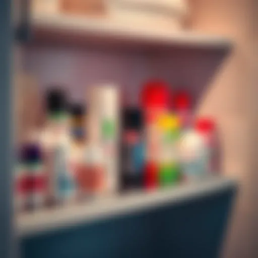 A selection of deodorants and antiperspirants on a bathroom shelf for managing underboob sweat
