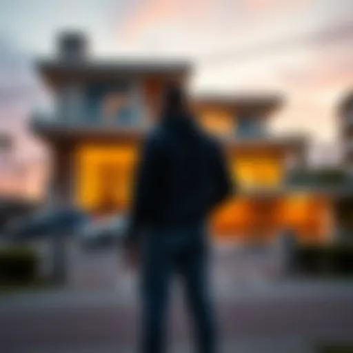 A developer standing in front of a gutted Malibu home owned by Kanye West, contemplating a new investment strategy.