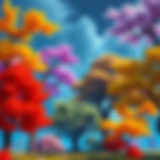 A variety of colorful trees with yellow, red, and purple hues in a gaming environment, highlighting LPUs and their roles in gameplay.