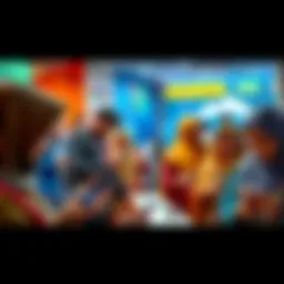 A group of Afghan people using mobile phones and debit cards for digital cash transfers, showcasing the impact of HesabPay and Algorand technology.