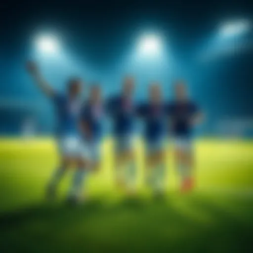 Five Dinamo Zagreb players in jerseys celebrating a recent win, showcasing excitement on the field