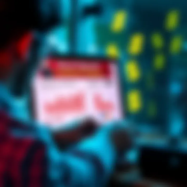 Direct Deposit Cashback Program Overview A visual representation of a person reviewing their finances on a laptop, highlighting benefits of the Direct Deposit Cashback Program, with charts and dollar signs in view.