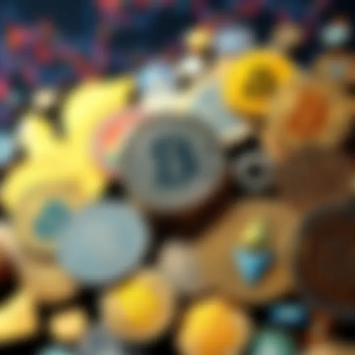 An array of different cryptocurrency coins representing diversification in investments.