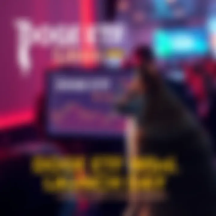 A trading screen showing low volume numbers for the Doge ETF with a disappointed crowd in the background