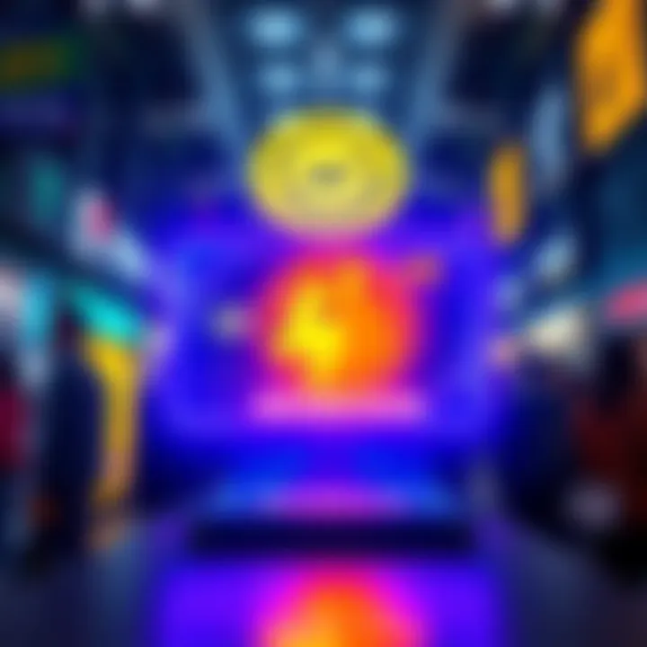 Dogecoin LED Card on Display A glowing Dogecoin LED Card showcasing the iconic Dogecoin logo in bright colors, attracting attention from people nearby.