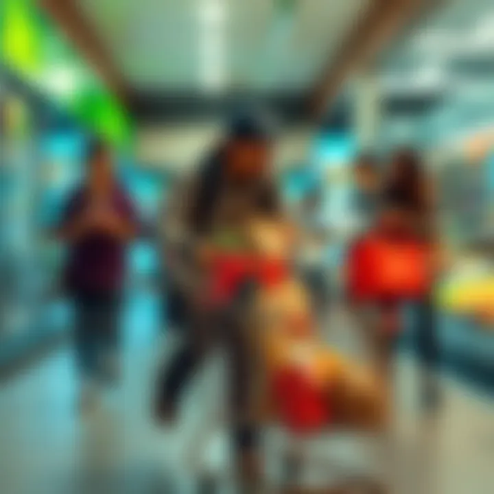 Delivery Driver Stealing Groceries A DoorDash Dasher quickly leaving a grocery store with a shopping cart full of bags, while shocked customers look on in disbelief.