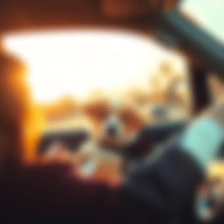 A person driving a car with a puppy in the passenger seat, looking excited for a Thanksgiving trip.