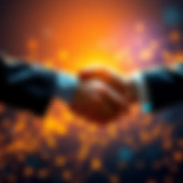 Graphic showing a handshake between DTCC and Stellar, symbolizing collaboration to tokenize a vast asset market