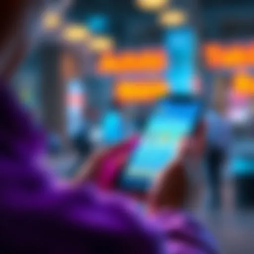 Person using a smartphone to earn money with the Atoshi app, displaying tasks and rewards on the screen