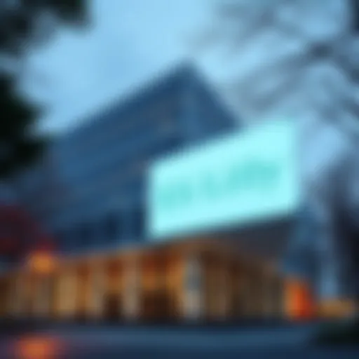Exterior view of Eli Lilly headquarters with a sign visible, reflecting the company's focus on pharmaceuticals.