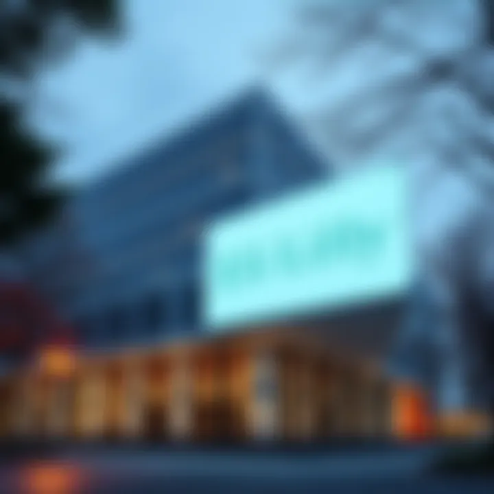 Exterior view of Eli Lilly headquarters with a sign visible, reflecting the company's focus on pharmaceuticals.