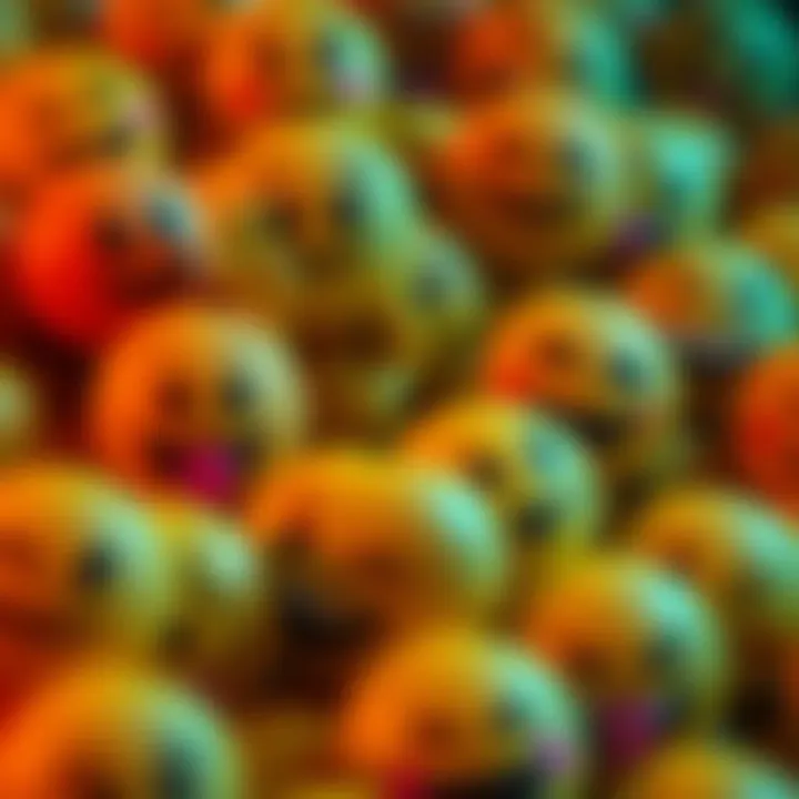 A collage of various emojis like 😅 and 🥲 representing different emotions in digital chats