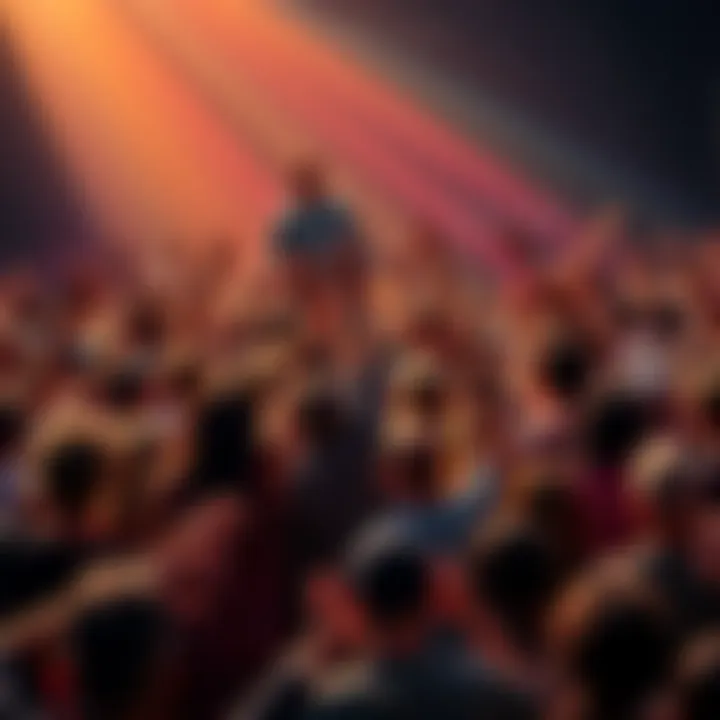 Empowered Community Gathering A diverse group of people standing together, raising their arms in unity, showcasing enthusiasm and teamwork.