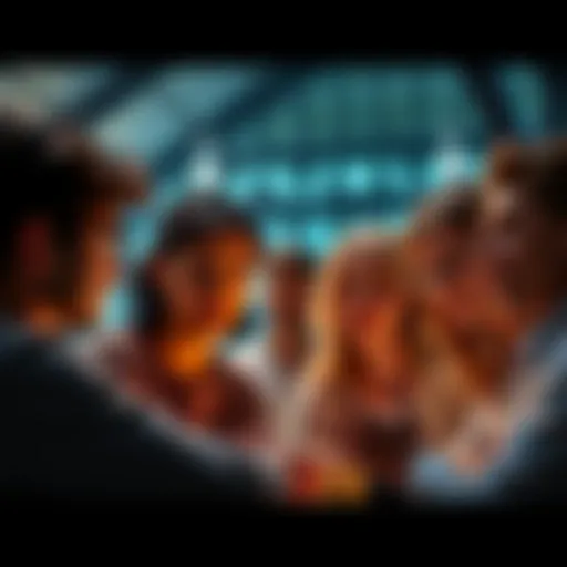 A group of people discussing the future of the referral program with confused expressions.