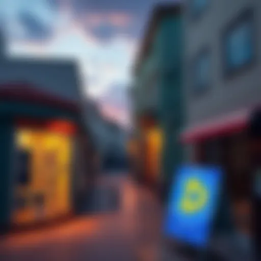 Street scene in Ericeira, Portugal, showing a shop that accepts Dogecoin payments with a Dogecoin logo sign outside.