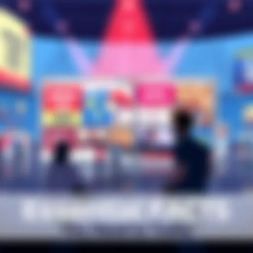 A collection of important news headlines displayed on a digital screen, with people engaged in reading and discussing.