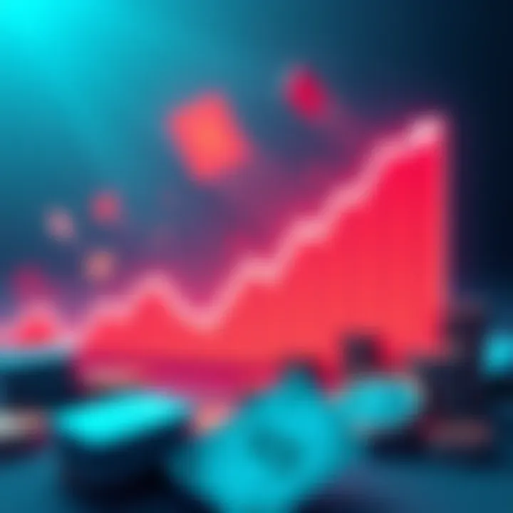 Illustration showing declining trend of ETFs with a graph and money symbols, depicting financial struggles.