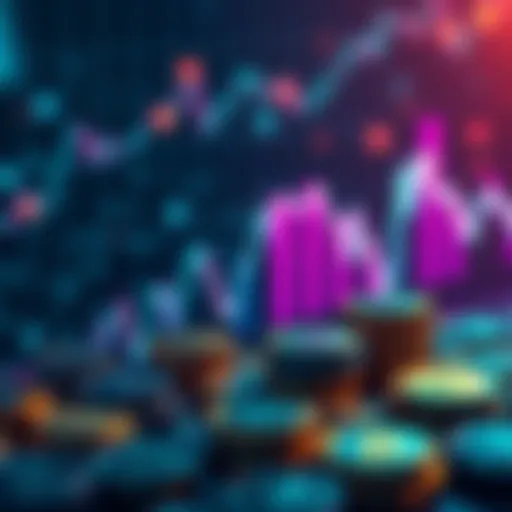 A visual representation of cryptocurrency struggles with a declining graph and crypto coins, illustrating market uncertainties in 2026.