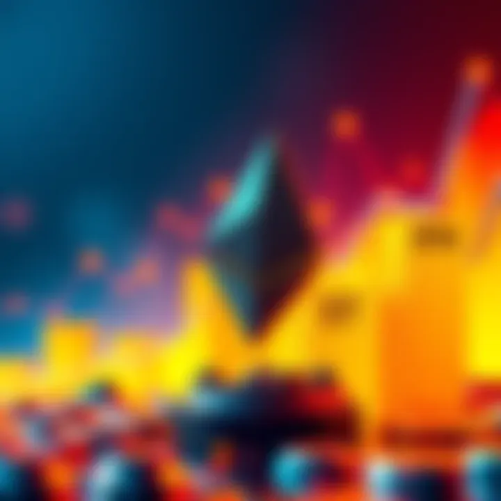 A visual representation of Ethereum's growth potential, featuring a dollar sign and ETH symbols with a rising graph.