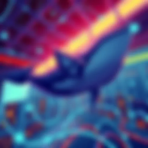 Illustration of ETH whales focused on building blockchain infrastructure with interconnected networks and servers