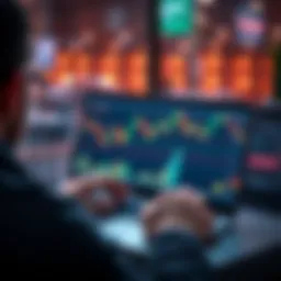 A person analyzing crypto charts on a laptop with ETH tokens on the screen