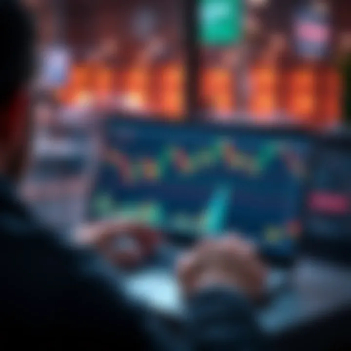 A person analyzing crypto charts on a laptop with ETH tokens on the screen