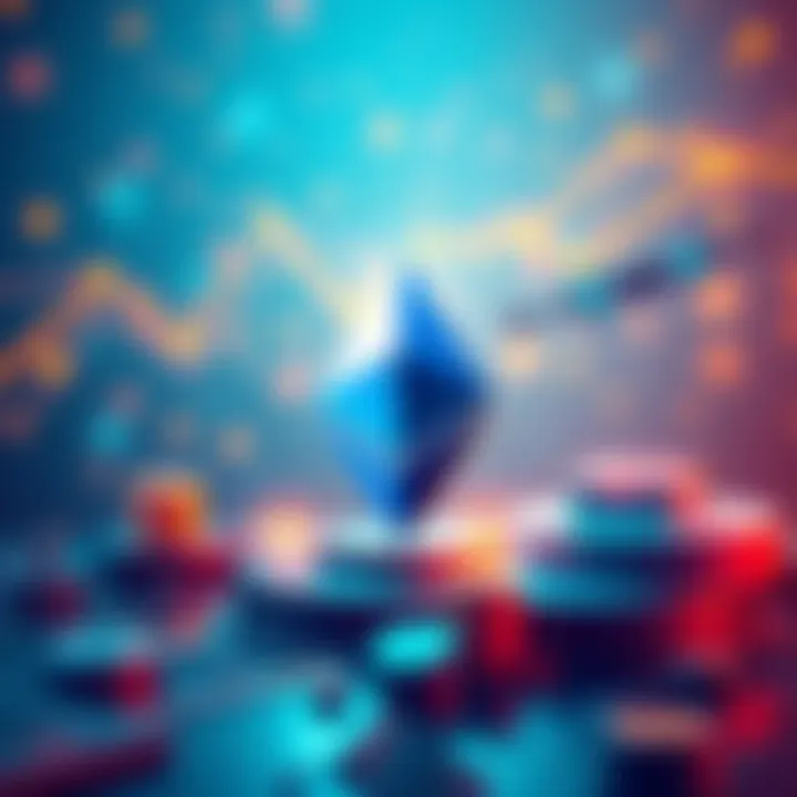 An illustration showing Ethereum's logo alongside symbols of AI technology and funding opportunities, representing the connection between cryptocurrency and startup capital.