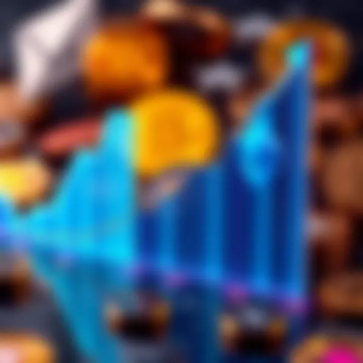 A graph showing increasing ETF inflows for Ethereum, highlighting its growth compared to Bitcoin, with a background of digital currency symbols.