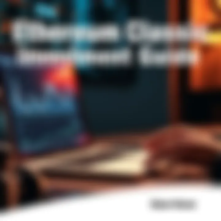 A person analyzing Ethereum Classic trends on a laptop, with charts and graphs visible on the screen.