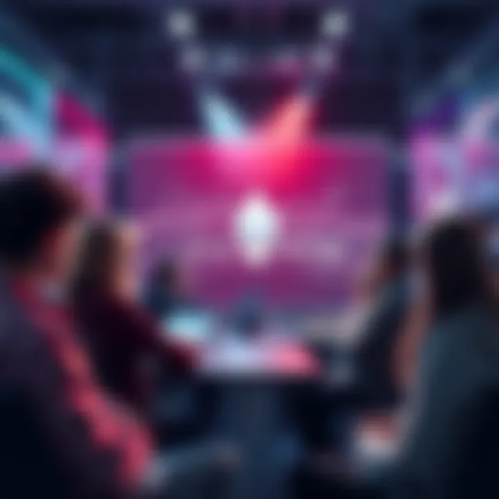 A group of people engaged in a discussion about Ethereum cryptocurrency at a digital forum, sharing ideas and insights.