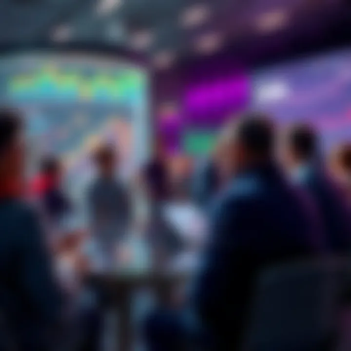 Ethereum Discussion People discussing Ethereum and DeFi in a lively forum setting with charts and graphs visible.